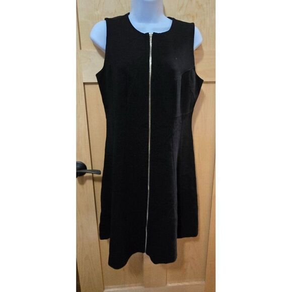 Ann Taylor Sleeveless Black Zip-Front Dress elegant date night office wear - Picture 2 of 9